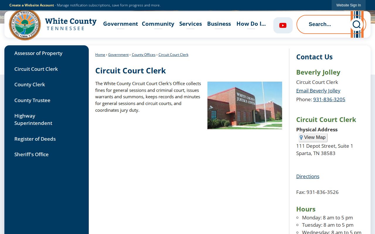 White County Circuit Court Clerk warrant and arrest record contact