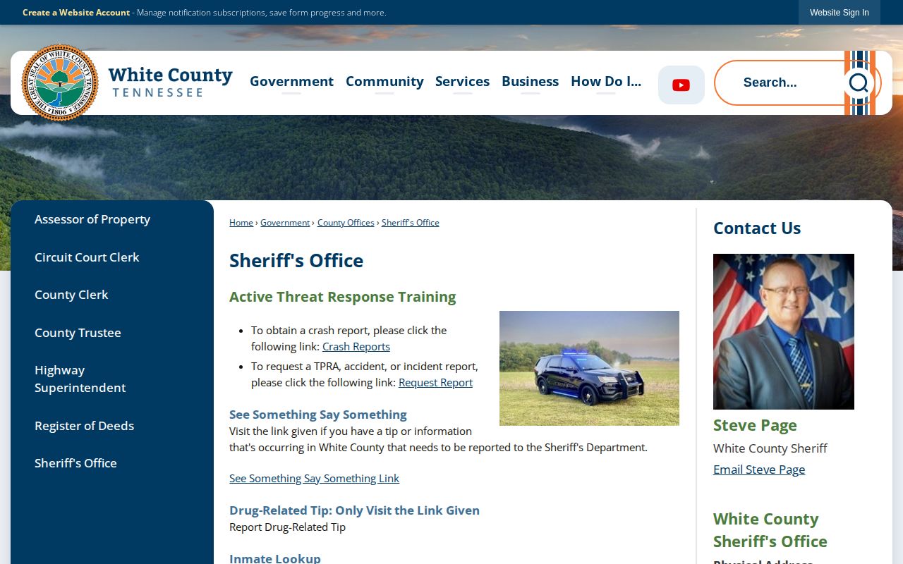 White County Sheriff's Office recent arrest and inmate lookup page